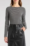 Rag & Bone Long Sleeve Slub Knit Top In Black