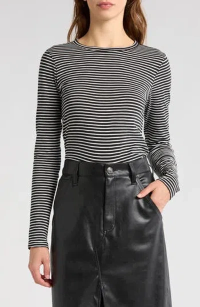 Rag & Bone Long Sleeve Slub Knit Top In Black