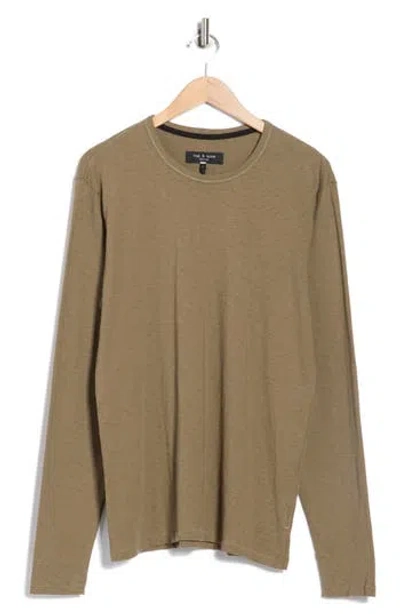 Rag & Bone Long Sleeve Slubbed Jersey T-shirt In Green