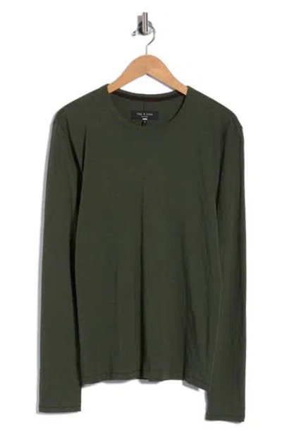 Rag & Bone Long Sleeve Slubbed Jersey T-shirt In Green