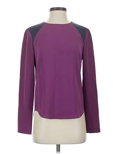 Pre-owned Rag & Bone Long Sleeve Top Purple Color Block Pattern Mock Neckline Tops