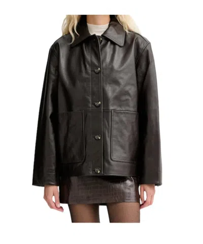 Rag & Bone Long-sleeved Leather Jacket In Black