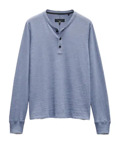 Rag & Bone Blue Classic Flame Henley In Seagrey