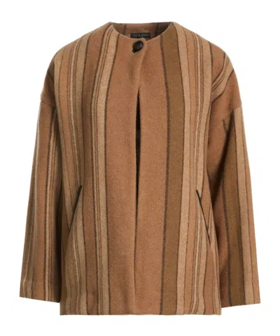 Rag & Bone Long Striped Single- Coat In Brown