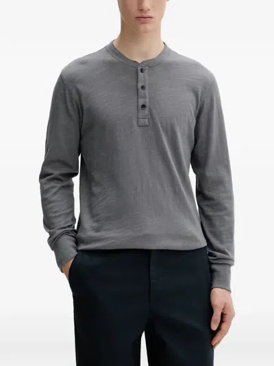 Rag & Bone Long-sleeve Henley T-shirt In Gray