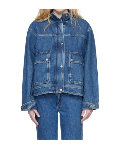 Rag & Bone Long-sleeved Denim Jacket In Blue