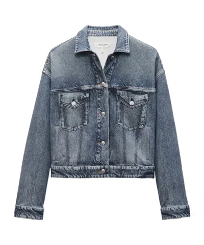 Rag & Bone Long-sleeved Denim Jacket In Blue