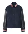 Rag & Bone Scarlet Wool Blend Varsity Jacket In Blue