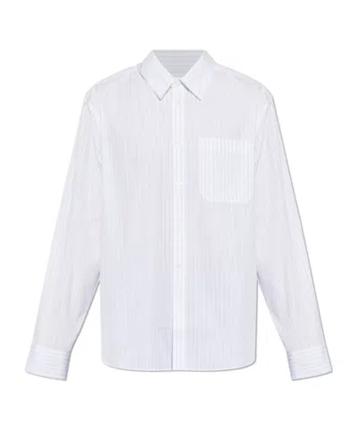 Rag & Bone Vertical-stripe Chest-pocket Shirt In White