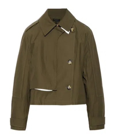 Rag & Bone Long-sleeved Short Trench Coat In Green