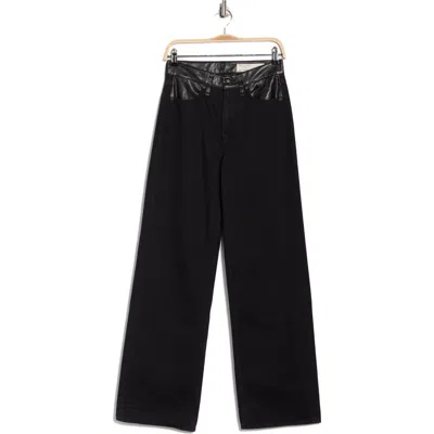 Rag & Bone Lori Faux Leather Trim Wide Leg Jeans In Black