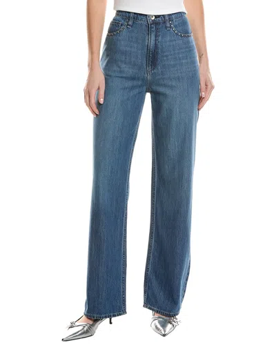 Rag & Bone Lori Mid-rise Acworth Stud Wide Leg Jean In Blue