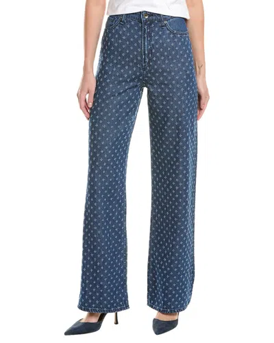 Rag & Bone Lori Mid-rise Augusta Tweed Wide Leg Jean In Blue