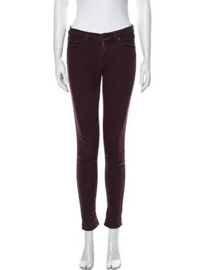Pre-owned Rag & Bone Low-rise Skinny Leg Jeans In Burgundy