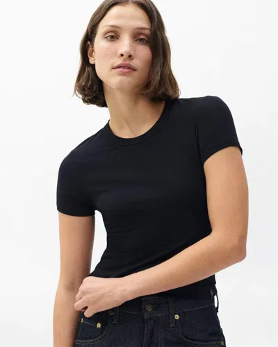 Rag & Bone Luca Cropped Ribbed Stretch-woven T-shirt In Black