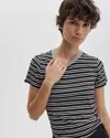 Rag & Bone Womens Luca Striped Stretch-woven T-shirt Ivybl In Black