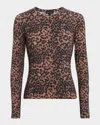 Rag & Bone Luca Long-sleeve Leopard Tee In Brown