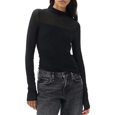 Rag & Bone Luca Long Sleeve Mesh Top In Black