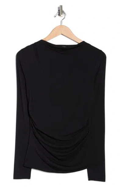 Rag & Bone Luca Long Sleeve Shirred T-shirt In Black