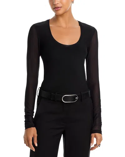 Rag & Bone Luca Mesh Paneled Scoop Neck Top In Black
