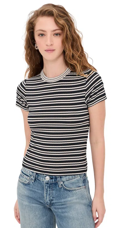 Rag & Bone Luca Stripe Contrast Tee Ivblkm In Gray