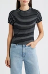Rag & Bone Womens Luca Striped Stretch-woven T-shirt Ivybl In Black