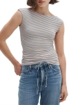 Rag & Bone Luca Stripe Rib Open Back Tee In Gray