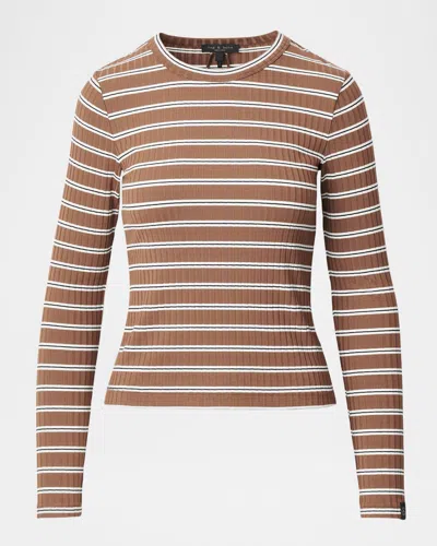 Rag & Bone Luca Stripe Ribbed Long-sleeve Tee In Multi
