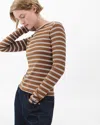 Rag & Bone Luca Striped Ribbed Long-sleeve Tee In Brown
