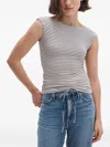 Rag & Bone Luca Stripe Rib Open Back Tee In White