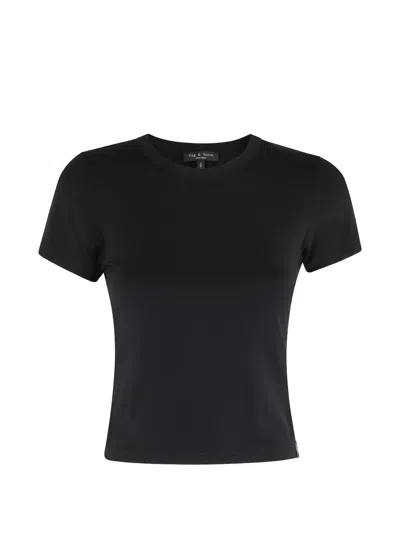 Rag & Bone Luca Cropped Ribbed Stretch-woven T-shirt In Black