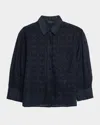 Rag & Bone Lucia Embroidered Button-front Shirt In Black