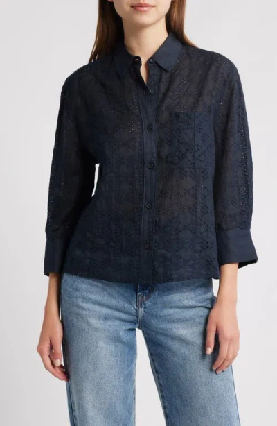 RAG & BONE RAG & BONE LUCIA EYELET RAMIE BUTTON-UP SHIRT