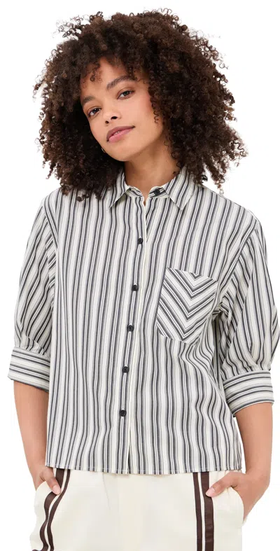 Rag & Bone Lucia Stripe Poplin Shirt In Charcoal Stripe