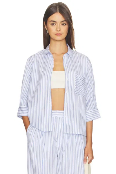 Rag & Bone Lucia Stripe Poplin Shirt In Baby Blue Stripe