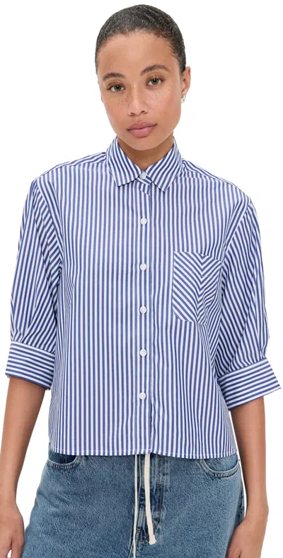 Rag & Bone Lucia Stripe Poplin Shirt Navy Stripe