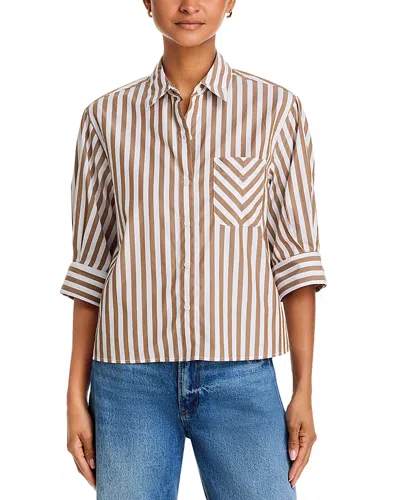Rag & Bone Lucia Striped Poplin Shirt In Brown
