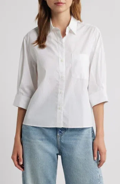 Rag & Bone Lucia Three Quarter Sleeve Cotton Button-up Shirt In White