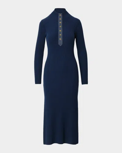 Rag & Bone Lucy Knit Henley Midi Dress In Blue