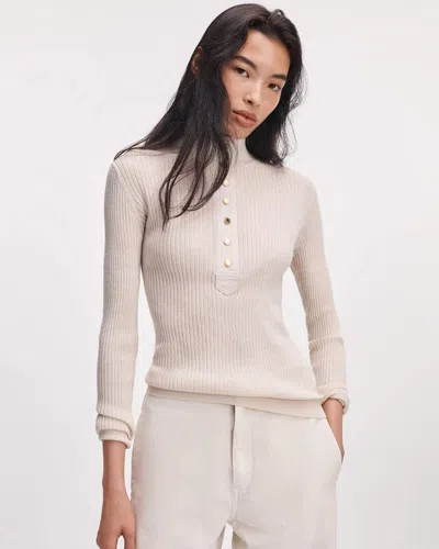 Rag & Bone Lucy Henley Wool Sweater In White