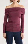 Rag & Bone Lucy Off The Shoulder Ruched T-shirt In Purple