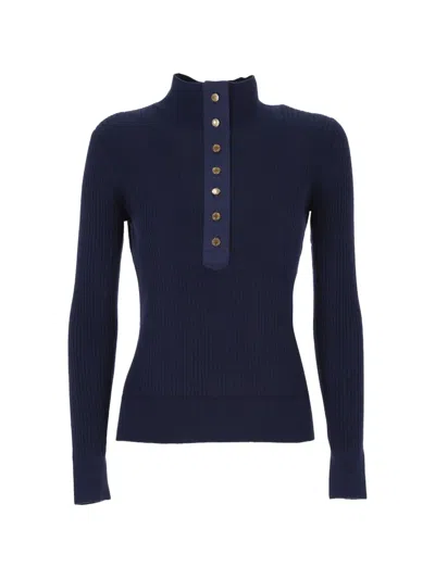 Rag & Bone Lucy Ribbed-knit Button-down Sweater In Blue