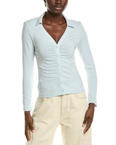 Rag & Bone Lucy Ruched Polo Shirt In Blue