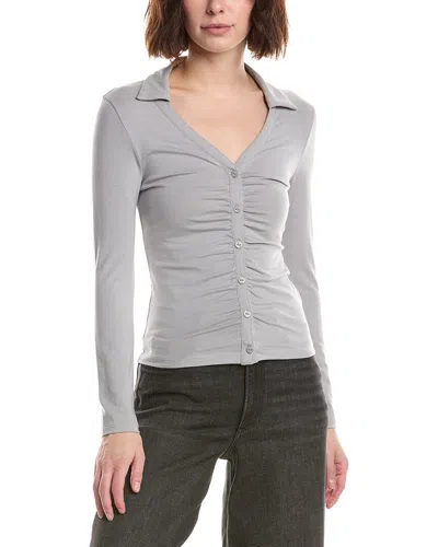 Rag & Bone Lucy Ruched Polo Shirt In Gray