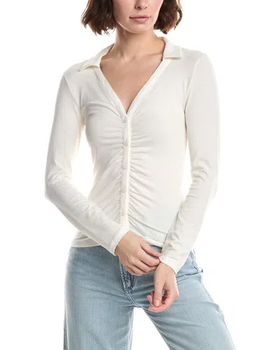 Rag & Bone Lucy Ruched Polo Shirt In White