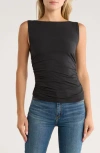 Rag & Bone Lucy Ruched Sleeveless Top In Black