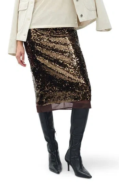 Rag & Bone Lucy Sequin Skirt In Coffee