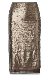 Rag & Bone Lucy Sequined Midi Skirt In Gold