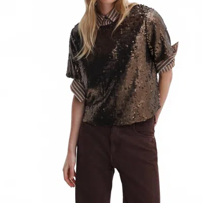 Rag & Bone Lucy Sequin Tee In Coffee In Multi