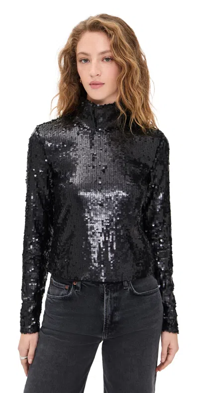 Rag & Bone Lucy Sequin Turtleneck Top Black